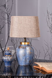 Opviq Lámpara de Mesa TM167 Azul y Marrón